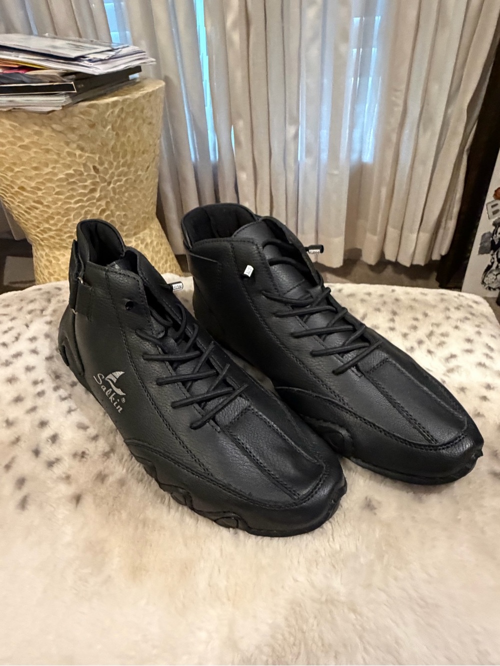 Skechers Black Women's Leather Lace-Up Ankle Booties